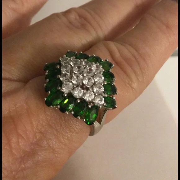 Sterling silver Chrome Diopside and white Zircon ring in size 10 NWOT - Picture 4 of 4